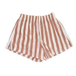 Abercrombie Striped Tan and White Poplin Pull On Shorts- Size Small